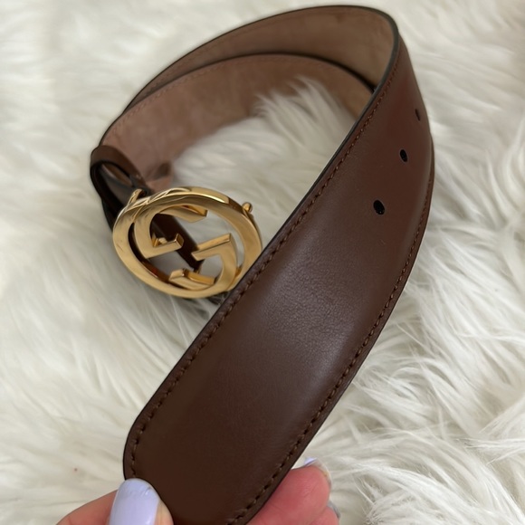 Gucci authentic brown leather gold buckle womens belt (75x30) - Picture 4 of 5